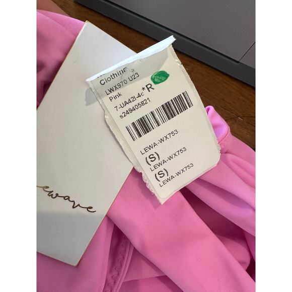 Lovewave Pink Strapless One Piece Swimsuit SMALL Cutout Monokini Cheeky $128 NEW - Picture 7 of 9